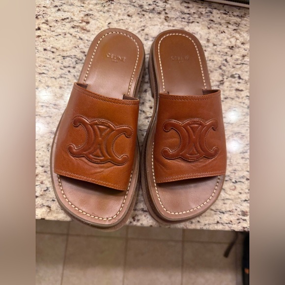 Celine Clea Triomphe Leather Sandal Size 37